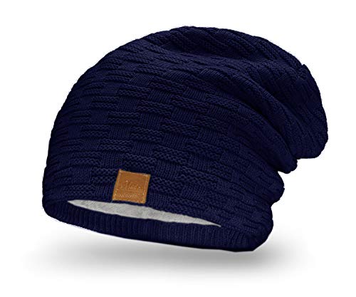 Mikos * Damen Frauen Herren Mütze Winter Strickmütze Wintermütze Gefütterte Beanie Unisex (654) (Blau) von Mikos