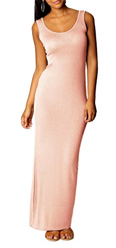 Mikos Damen Boho-Sommerkleid, ärmelloses Stretch-Maxikleid, Langes Hippie-Strandkleid, Langes Oberteil, Kleid (326) (M, Rosa) von Mikos