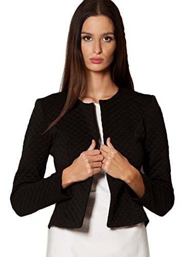 Mikos Damen Bolero Langarm Festlich Kurze elegant Strickjacke Schulterjacke Bolero Jäckchen Top Casual Top (208) (L, Schwarz) von Mikos