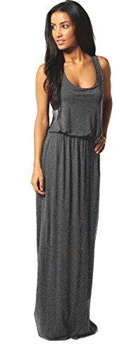 Mikos Damen-Kleid, Bodenlanges Maxikleid, ideal für Sommer und Urlaub, Boho-Style S M L 36 38 40 (369) (Antrazite, L/XL) von Mikos