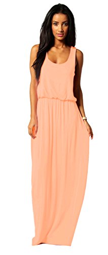 Mikos Damen-Kleid, Bodenlanges Maxikleid, ideal für Sommer und Urlaub, Boho-Style S M L 36 38 40 (369) (Apricose, S/M) von Mikos