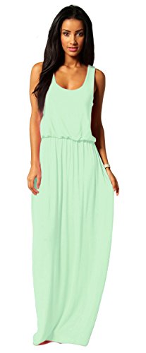 Mikos Damen-Kleid, Bodenlanges Maxikleid, ideal für Sommer und Urlaub, Boho-Style S M L 36 38 40 (369) (Minze, L/XL) von Mikos