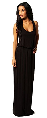 Mikos Damen-Kleid, Bodenlanges Maxikleid, ideal für Sommer und Urlaub, Boho-Style S M L 36 38 40 (369) (Schwarz, S/M) von Mikos