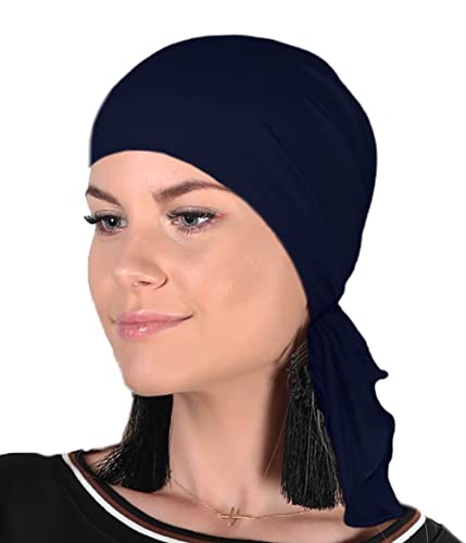 Soft Mütze aus Bambus Chemo Kopftuch für Frauen, Beanie für Damen, Mädchen || Sommer Herbst Frühling Long Slouch Beanie, Krebspatienten Kopfbedeckung Turban Eco Fiendly (Blau) von Mikos