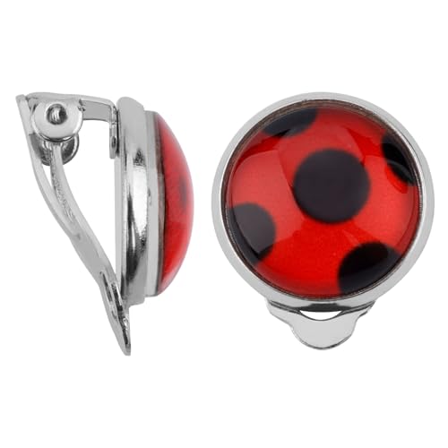 1 Paar Marienkäfer-Ohrringe, Silberne Ohrclips Marienkäfer-Ohrclips Metall Rote Marienkäfer-Ohrringe für Halloween Karneval von Mikovivi