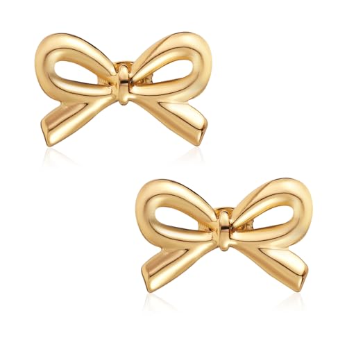 2st Schleifenohrringe Gold, Metall Schleifen Ohrringe Zierlich Minimalistisch Schleife Ohrstecker Klein Schleife Bow Earrings Schmuckgeschenk für Valentinstag Feiertage Hochzeit von Mikovivi