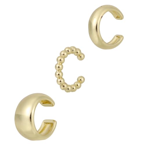3 Stück Ohrmanschetten-Ohrringe für Frauen, 3 Designs Ohrmanschetten Ohne Piercing Verstellbar Klobiger Ohrschmuck zum Anklipsen zum Geburtstag Jahrestag Modisches Zirkonia-Geschenk von Mikovivi