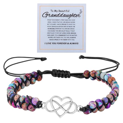 Armband für Enkelin, Lila Legierung für Immer Liebe Enkelin Armband von Oma Doppellagig Perlen Enkelin Armband Verstellbares Armband für Enkelin von Mikovivi
