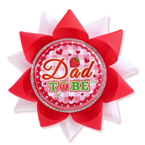 Beerensüße Babyparty Anstecknadel, Rot Weißes Weißblechband Abzeichen Erdbeer Babyparty Dekorationen Andenkengeschenke zur Geschlechtsenthüllungsparty (Dad) von Mikovivi