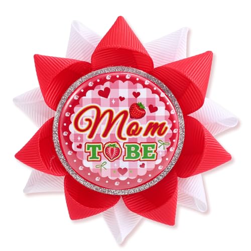 Beerensüße Babyparty Anstecknadel, Rot Weißes Weißblechband Abzeichen Erdbeer Babyparty Dekorationen Andenkengeschenke zur Geschlechtsenthüllungsparty (Mom) von Mikovivi