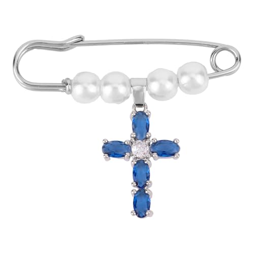 Blaues Kreuz Charm-Brosche, Christlich Hochzeit Brautstrauß-Charm Etwas Blaues Brautparty-Geschenk von Mama Schwester Freundin Anstecknadel Sicher Befestigt an Blumenstrauß Strumpfband Kleid von Mikovivi