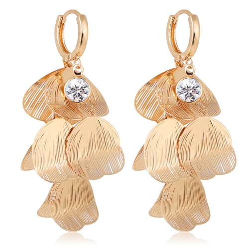 Boho-Ohrringe mit Blumenmuster, Leicht mit Goldenen Blütenblättern Übertriebener Schmuck Statement Blume Bohemian-Ohrringe Übertriebener Schmuck Jahrestags- Geburtstagsgeschenke für Frauen von Mikovivi