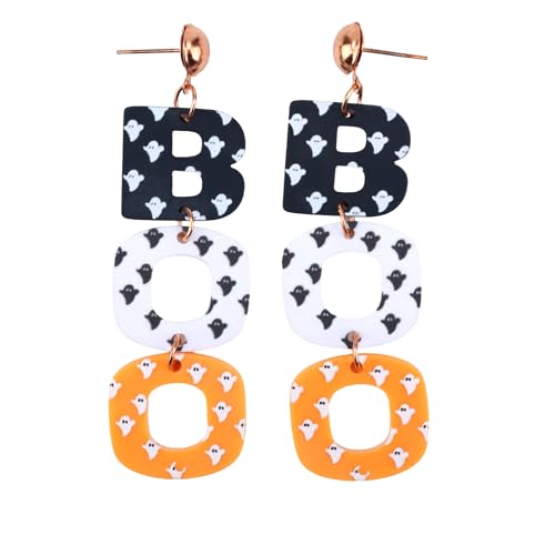 Boo Halloween Ohrringe für Frauen, Retro Acryl Geister Ohrringe Halloween Schmuck für Cosplay Partykostüm Accessoires Boo Halloween Ohrringe für Frauen, Retro Acryl Geister Ohrringe Halloween Schmuck für Cosplay Partykostüm Accessoires von Mikovivi