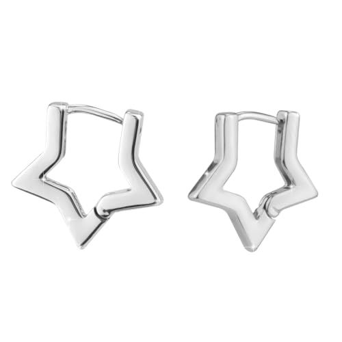 Ein Paar Kleine Stern-Ohrringe, Exquisit Stern-Ohrstecker Creolen Niedlich Stern-Septum-Ring Hypoallergen Stern-Nasenring Post-Stern-Ohrringe für Frauen Geschenke Valentinstag (Silberfarben) von Mikovivi