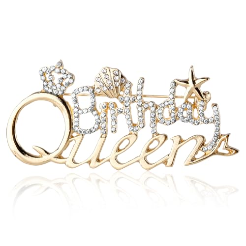 Geburtstagskönigin Anstecknadeln für Frauen, Meerjungfrauenprinzessin Brosche Pin Strasskrone Anstecknadel Schmuckgeschenk für Geburtstagsfeier(Weiß) von Mikovivi