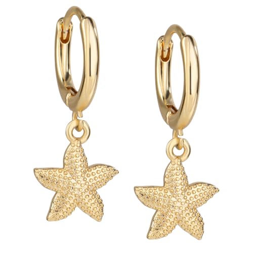 Goldene Boho-Seestern-Ohrringe, Seestern-Ohrhänger Creolen mit Ozean-Motiv Seestern-Statement-Ohrringe für Frauen Strand Ozean Sommer Geburtstag Geschenk Trendiges Schmuck-Accessoire von Mikovivi