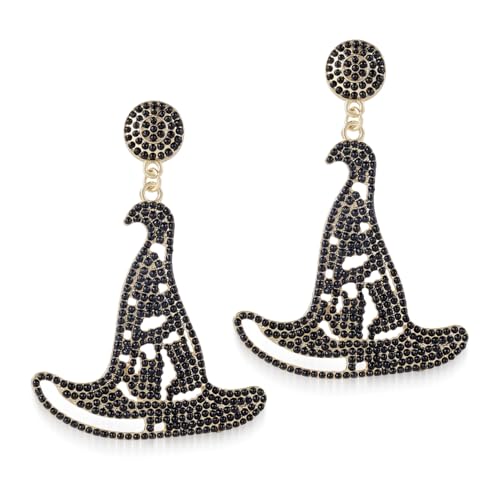 Halloween Ohrringe, Hexenhut-Ohrringe Gruselige Ohrhänger Perlenohrringe Statement-Ohrhänger Cosplay-Schmuckohrringe für Frauen Halloween Cosplay Kostümparty Geschenke von Mikovivi