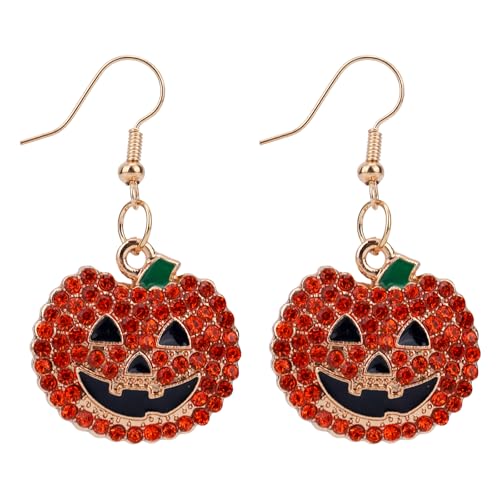 Halloween Ohrringe für Frauen, Süß Ohrhänger Legierung Lustiger Halloween Schmuck für Partykostüm Cosplay Accessoires (Kürbis) von Mikovivi