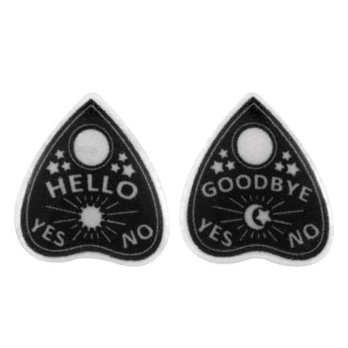 Hexengeist Ouija Brett Ohrringe, Kreative Hello Goodbye Hexenplanchette mit Anatomischem Herz Stilvoller Goth Punk Hexenschmuck für Frauen (Schwarz) von Mikovivi