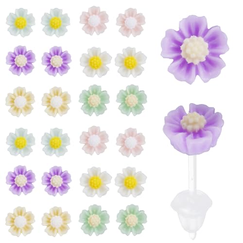 Mikovivi 12 Paar Gänseblümchen Ohrstecker, Harz Bunt Blumenohrringe mit Ohrstöpseln aus Kunststoff Charmanter Modischer Ohrschmuck für Damen von Mikovivi