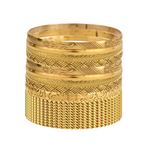 Mikovivi 19stk Gold Armreif Damen, Trendige Indische Armreifen Gold Mehrere Stapelbare Strukturierte Armbänder Schmuckset im Boho-Stil für Damen von Mikovivi