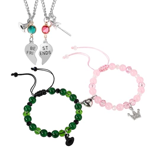 Mikovivi 2 Sets Passende Freundschaftsarmbänder und Halsketten, Hexenhut Perlen Passende Armbänder Böser Schmuck Geschenke für Fans Paare Geburtstage Weihnachten Accessoire (Stil 1) von Mikovivi