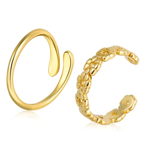 Mikovivi 2 Stk Goldene Zehenringe, Verstellbar Offene Zehenringe aus Kupfer Blumen und Wassertropfen Stil Fußschmuck für den Strand für Frauen Sommerdekoration von Mikovivi