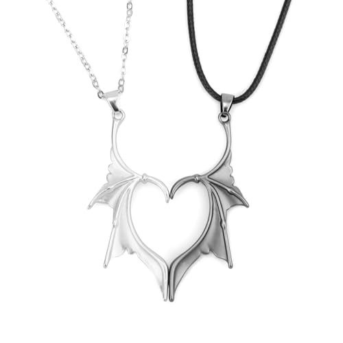 Mikovivi 2 Stück Freundschafts-Halskette, Magnetische Passende Paare Halsketten für Immer Schmuck Geschenk für Jubiläum Geburtstag Frauen Männer (Fledermäuse) von Mikovivi