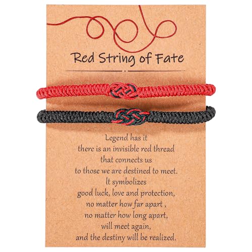 Mikovivi 2 Stück Passende Armbänder, Rote Schicksalsschnur Armband Paarschmuck Fernbeziehungsarmbänder für Sie und Ihn Freund Freundin Liebhaber Valentinstag Jahrestag Geburtstagsgeschenke von Mikovivi