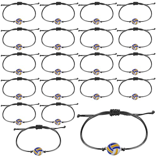 Mikovivi 20stk Charm-Armbänder für Sportpartys, Inspirierende Sportball-Armbänder Armbänder mit Sportmotiven Verstellbare Sportarmbänder Sportschmuck-Armbänder für Frauen Männer (Volleyball) von Mikovivi