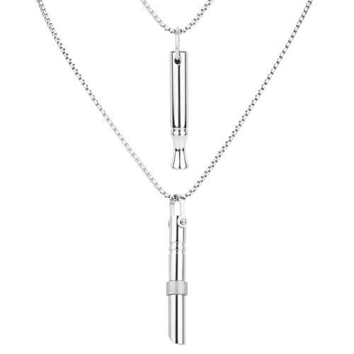 Mikovivi 2stk Achtsamkeits-Atmung Halskette, Titanstahl Angst Atmen Halskette Silber Entspannend Atmen Leicht Anhänger für Frauen Männer von Mikovivi