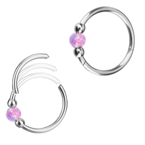 Mikovivi 2stk Opal-Nasenringe für Frauen, 8mm und 10mm Nasenringe Edelstahl Nasenpiercing-Schmuck Modisch Septumringe Knorpelohrring für Freundinnen Verlobte Geschenk (Lila) von Mikovivi