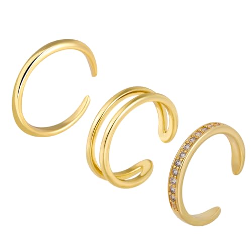 Mikovivi 3 Stk Goldene Zehenringe für Damen, Offene Zehenringe aus Kupfer Verstellbar Schlicht Elegant Strand Fußschmuck für Damen Sommerdekoration von Mikovivi