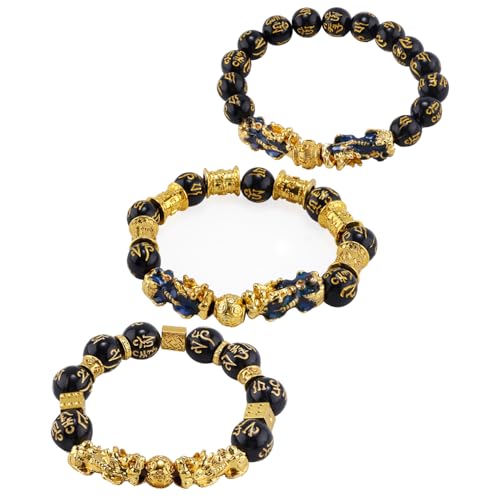 Mikovivi 3 Stk Reichtumsarmband, Glücksarmband mit Chinesischen Fabelwesen und Eingravierter Schrift Zieht Glück an Glücksschmuck für Männer und Frauen Mikovivi 3 Stk Reichtumsarmband, Glücksarmband mit Chinesischen Fabelwesen und Eingravierter Schrift Zieht Glück an Glücksschmuck für Männer und Frauen von Mikovivi