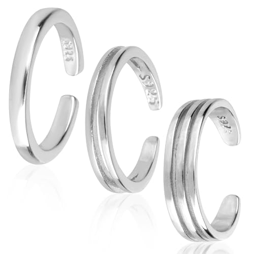 Mikovivi 3 Stück Offene Zehenringe aus Sterlingsilber, Verstellbare Zehenringe in 3 Verschiedenen Stilen Anlaufgeschützter Sommer- und Strandschmuck für Damen Boho-Fußschmuck Mikovivi 3 Stück Offene Zehenringe aus Sterlingsilber, Verstellbare Zehenringe in 3 Verschiedenen Stilen Anlaufgeschützter Sommer- und Strandschmuck für Damen Boho-Fußschmuck von Mikovivi