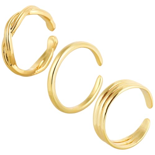 Mikovivi 3 Stück Zehenringe für Damen, 3 Stile, Verstellbares Offenes Zehenring Set Sommer Strand Fußschmuck modisches Damen Accessoire (Gold) von Mikovivi