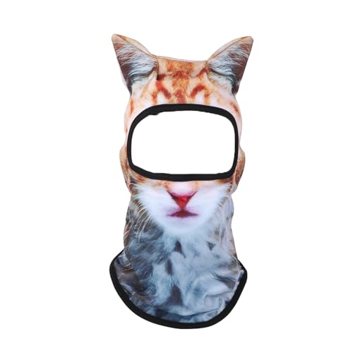 Mikovivi 3D-Katzen-Ski-Sturmhaube Sheisty-Gesichtsmaske mit Ohren, Lustige Tier-Gesichtsmaske Sturmhaube für Partys Musikfestivals Outdoor-Zubehör von Mikovivi