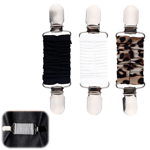 Mikovivi 3stk Kleiderklammern zum Zurückschnallen, 3 Verstellbare Strickjacken-Kragenklammern mit Gummiband für Damenpullover Kleidung Schals und Dekoartikel von Mikovivi