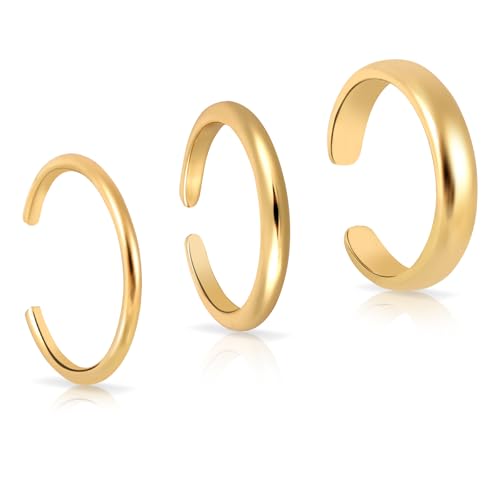 3stk Verstellbare Zehenringe, DünNe Zehenringe mit Offenem Band Eleganter Fußschmuck für den Sommerstrand für Damen (Gold) von Mikovivi