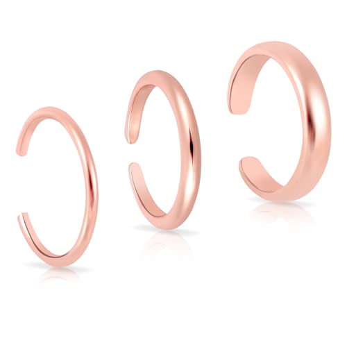 3stk Verstellbare Zehenringe, DünNe Zehenringe mit Offenem Band Eleganter Fußschmuck für den Sommerstrand für Damen (Roségold) von Mikovivi