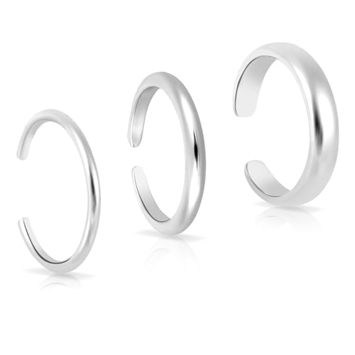 3stk Verstellbare Zehenringe, DünNe Zehenringe mit Offenem Band Eleganter Fußschmuck für den Sommerstrand für Damen (Silber) von Mikovivi
