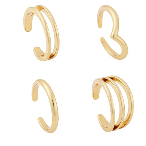 Mikovivi 4 Stück Zehenring Gold, 4 Stile Offener Zehenring Verstellbar Sommer Strand Fußschmuck Elegantes Geschenk für Frauen Strandparty Sommercamp Geschenk von Mikovivi