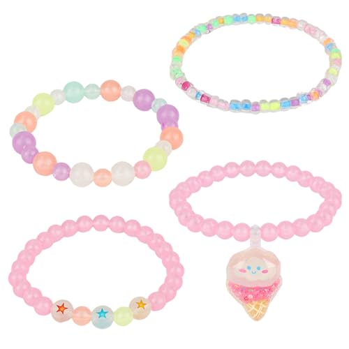 Mikovivi 4stk Mädchen Armbänder, 4 Stile Süße Mädchen Perlenarmbänder Kinder Perlenschmuck für Geburtstagspartys Geschenk Modeschmuck von Mikovivi