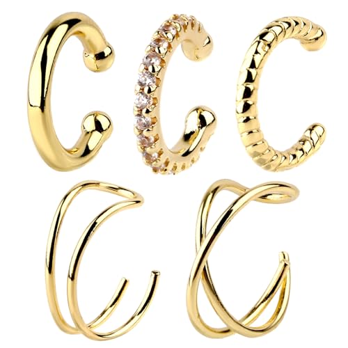 Mikovivi 5stk Ohrmanschette, Kupfer Stilvolles Set mit Fake-Ohrringmanschetten Knorpelschmuck zum Anklipsen für die Frau von Mikovivi