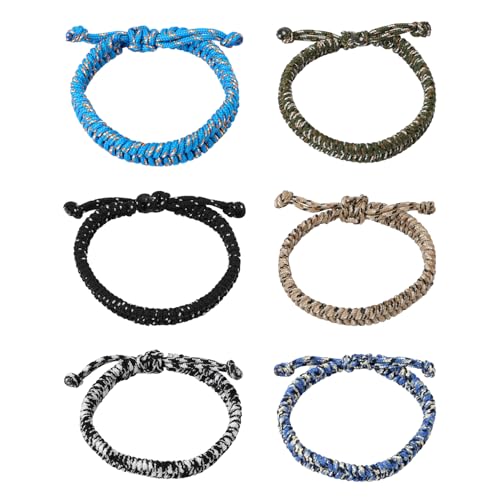 Mikovivi 6st Freundschaftsarmbänder Paracord, Mehrfarbig Verstellbar Geflochtene Freundschaftsbänder für Herren Kleine Geschenke für Teenager Paracord Armbänder für Outdoor Camping Klettern von Mikovivi