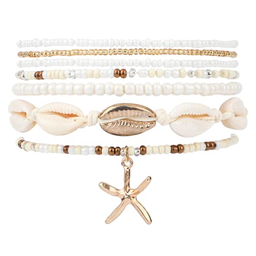 Mikovivi 7 Stück Sommer Strand Armbänder für Damen, Heishi-surfer Armband Stretch Seesterne Muscheln Boho Perlenset Freundschaftsarmbänder Stapelbar Schmuckzubehör Geschenke, für Strandparty Urlaub Mikovivi 7 Stück Sommer Strand Armbänder für Damen, Heishi-surfer Armband Stretch Seesterne Muscheln Boho Perlenset Freundschaftsarmbänder Stapelbar Schmuckzubehör Geschenke, für Strandparty Urlaub von Mikovivi