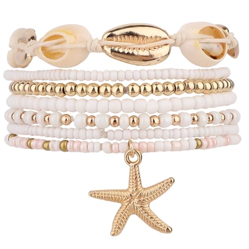 Mikovivi 7stk Fußkettchen Musche für Frauen, Elastische Verstellbare Muschel Seestern Knöchel Armbänder Modische Perlen Surfer Fußschmuck für Sommerurlaub Seaside Party Mikovivi 7stk Fußkettchen Musche für Frauen, Elastische Verstellbare Muschel Seestern Knöchel Armbänder Modische Perlen Surfer Fußschmuck für Sommerurlaub Seaside Party von Mikovivi