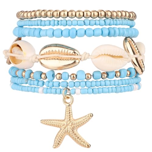 Mikovivi 7stk Sommer Strand Armband, Stapelbar Perlen Seestern-Surfer-Armband-Set Boho Bohemian Schmuckgeschenk für Frauen Mikovivi 7stk Sommer Strand Armband, Stapelbar Perlen Seestern-Surfer-Armband-Set Boho Bohemian Schmuckgeschenk für Frauen von Mikovivi