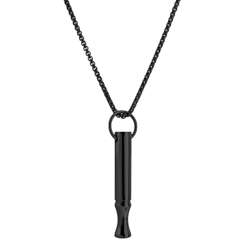 Mikovivi Achtsamkeits Atem Halskette, Titanstahl Nichtraucher Halskette Nichtraucher Atemhilfe Entspannungs Anhänger für Frauen Männer (Schwarz) von Mikovivi