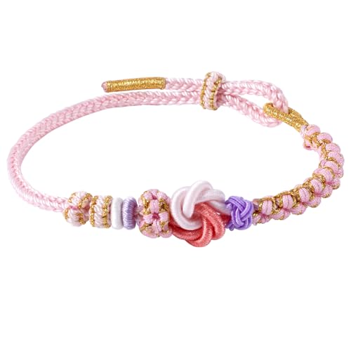 Mikovivi Armband für Enkelin, Rosa Pfirsichblüten Knotenarmband Verstellbares Enkelin Armband von Oma Eine Verbindung die nie Gelöst Werden Kann Armband als Geschenk für Enkelin von Mikovivi